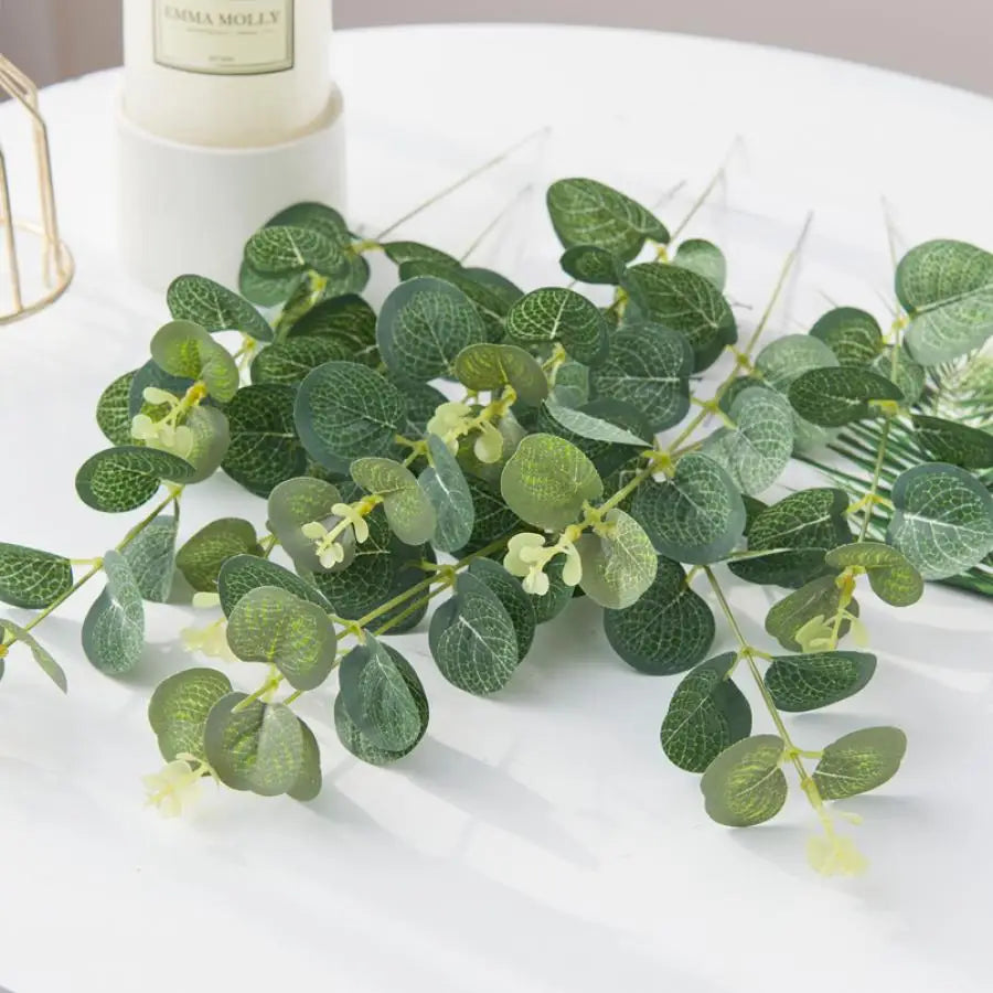 Eucalyptus Leaves Artificial Plants for Wedding Decor & Outdoor Christmas Wreaths