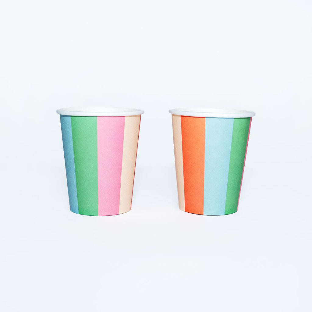 Vibrant Striped Party Pack Plates, Cups & Napkins - Serves 12