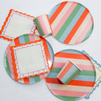 Vibrant Striped Party Pack Plates, Cups & Napkins - Serves 12