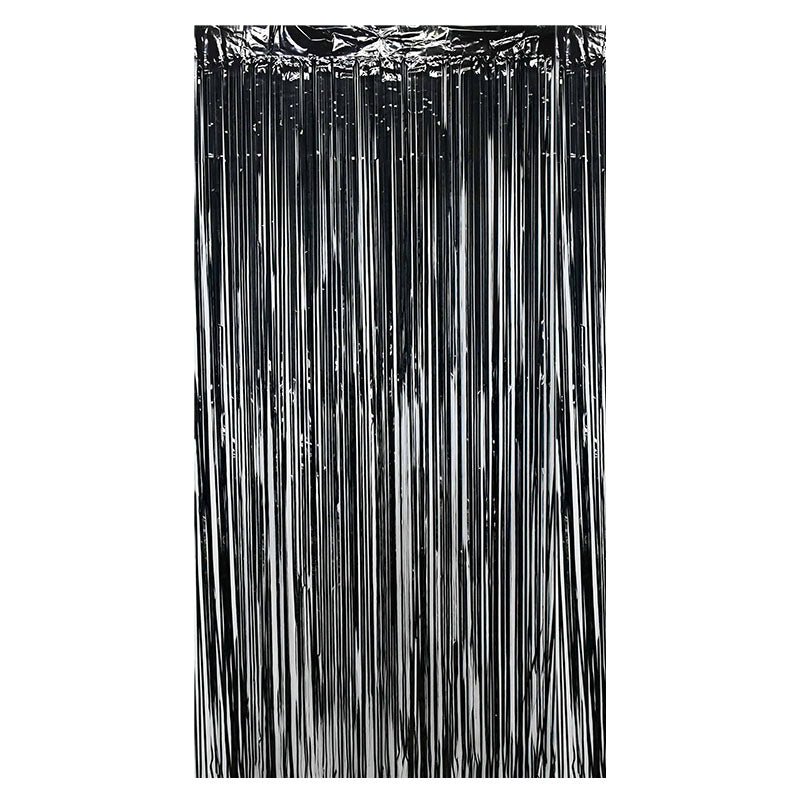 Black tinsel curtain on a white background