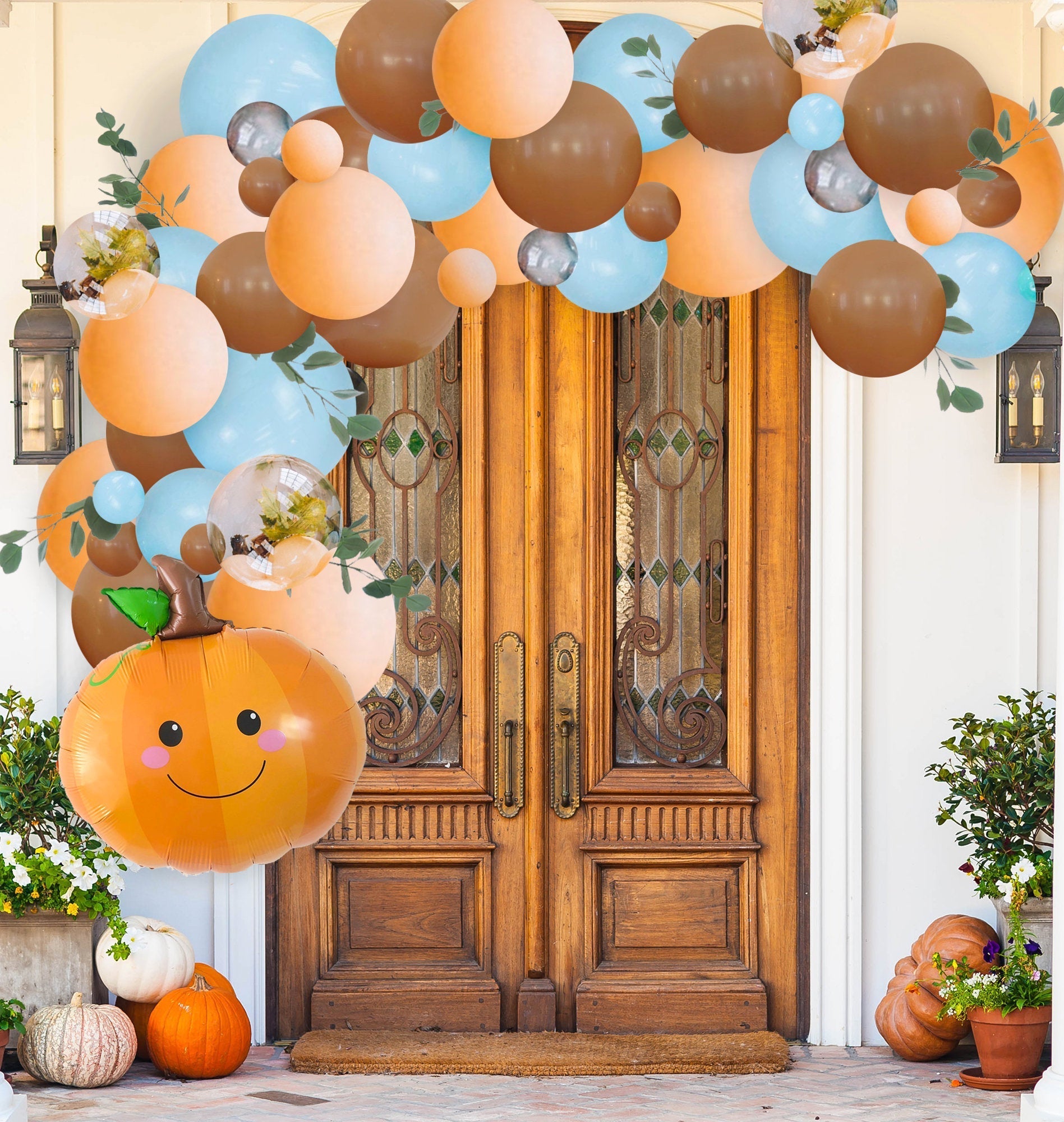 Blue Little Pumpkin Balloon Garland Kit Secondary image