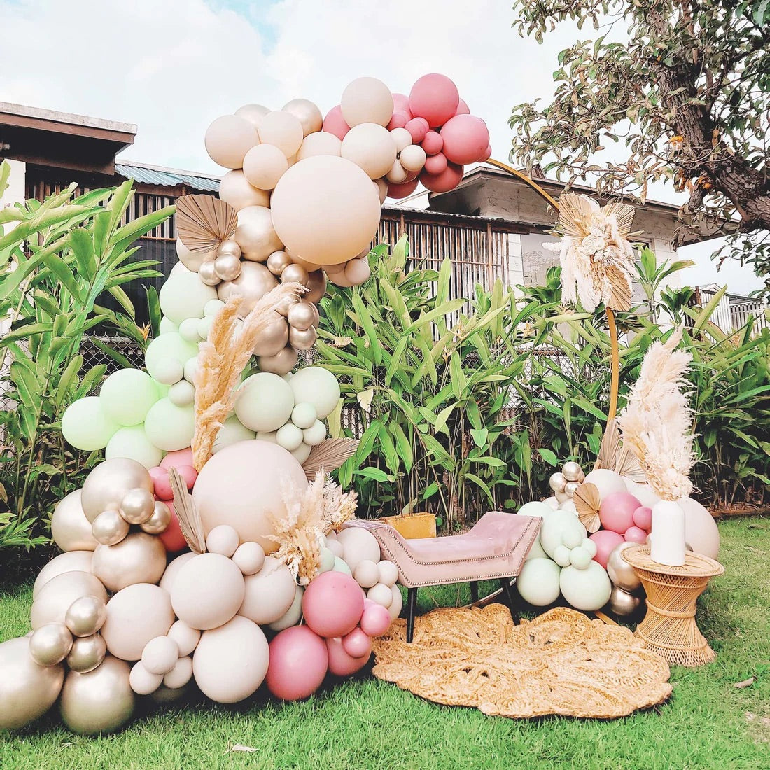 Boho Dusty Rose and Green Balloon Garland Kit Main image