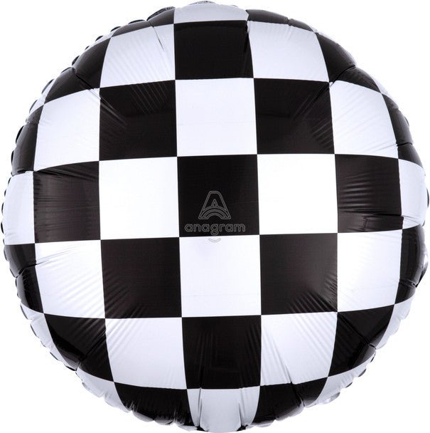 Checkered black and white balloon with Anagram logo on a white background