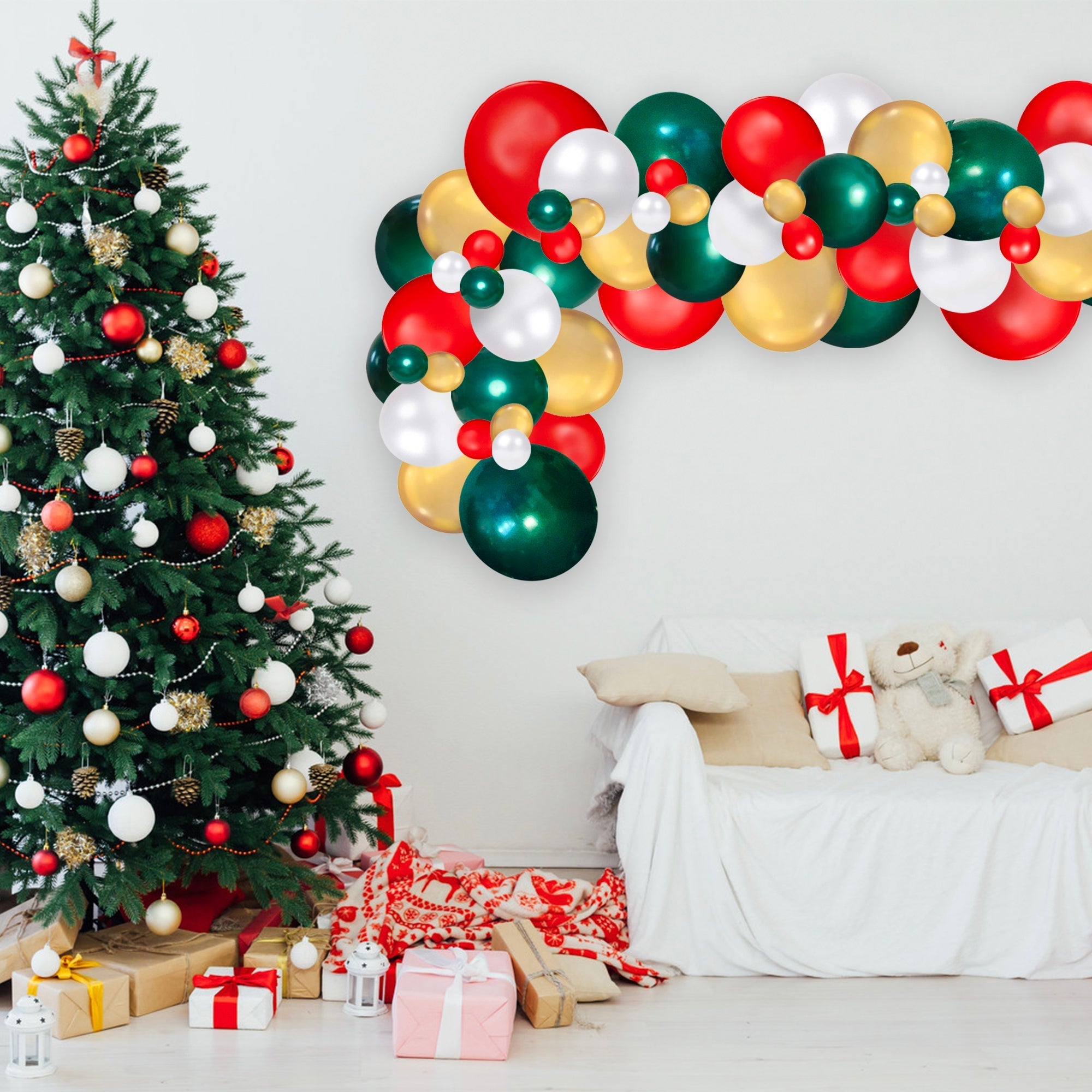 Classic Red & Green Holiday Balloon Garland Kit Secondary image