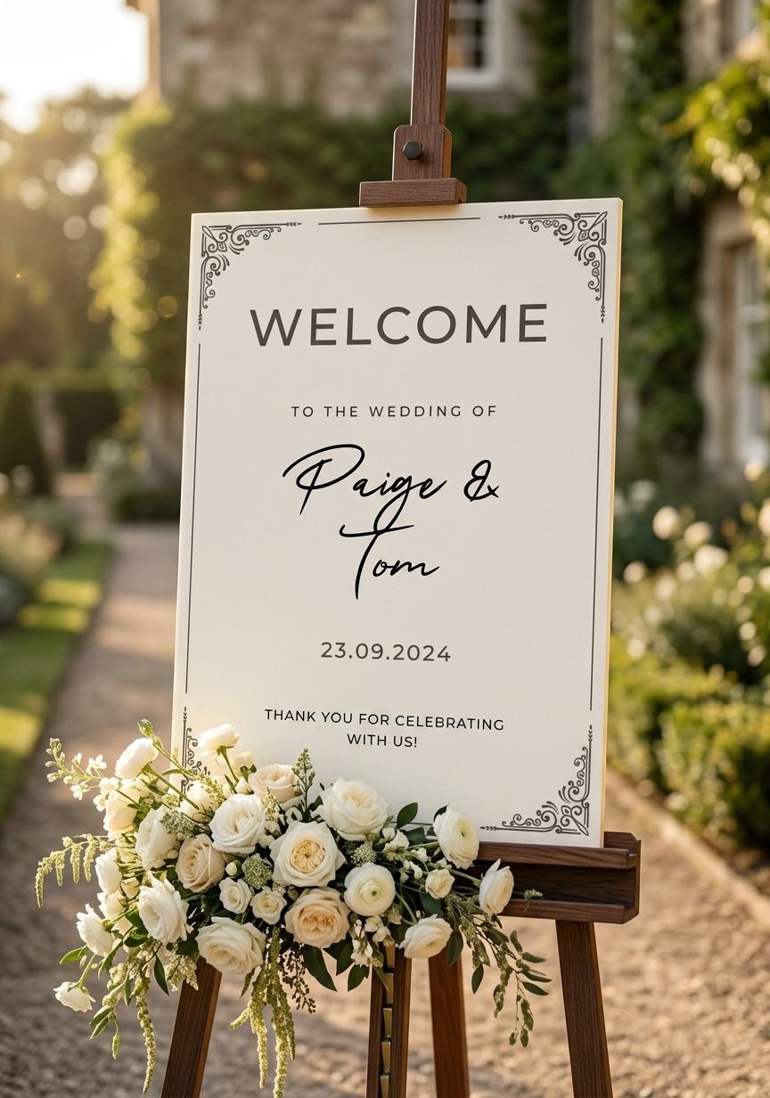 Vintage Custom Wedding Welcome Signs - Large 70cm x 100cm - Board Display Secondary image