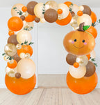 Balloon arch with pumpkins and autumn colors on a white background