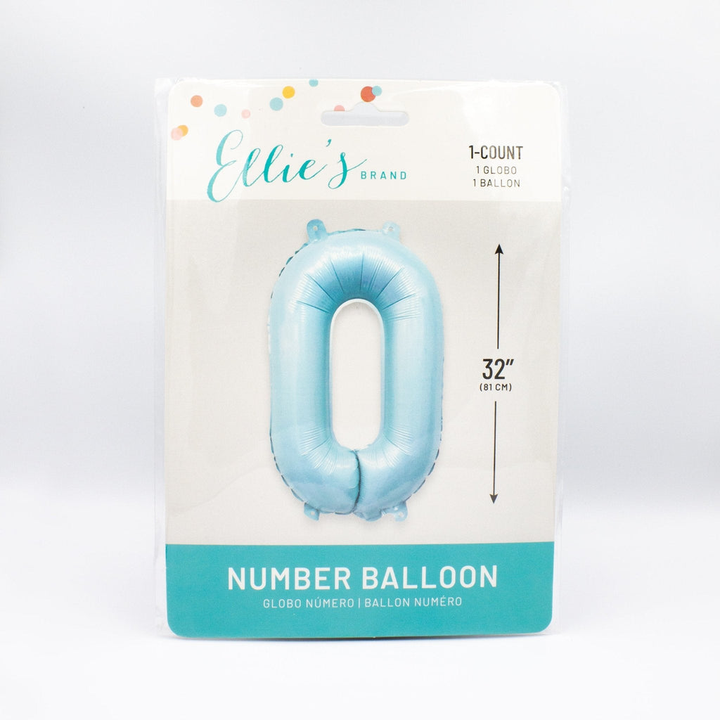 Pastel Blue Number Balloon | 32" Giant Foil | Numbers 0-9