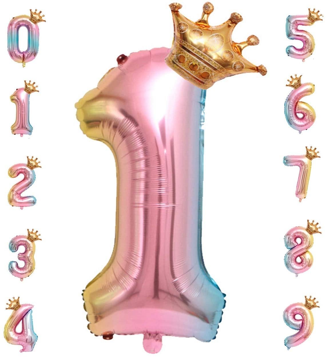 Rainbow Crown Number Balloon Secondary image