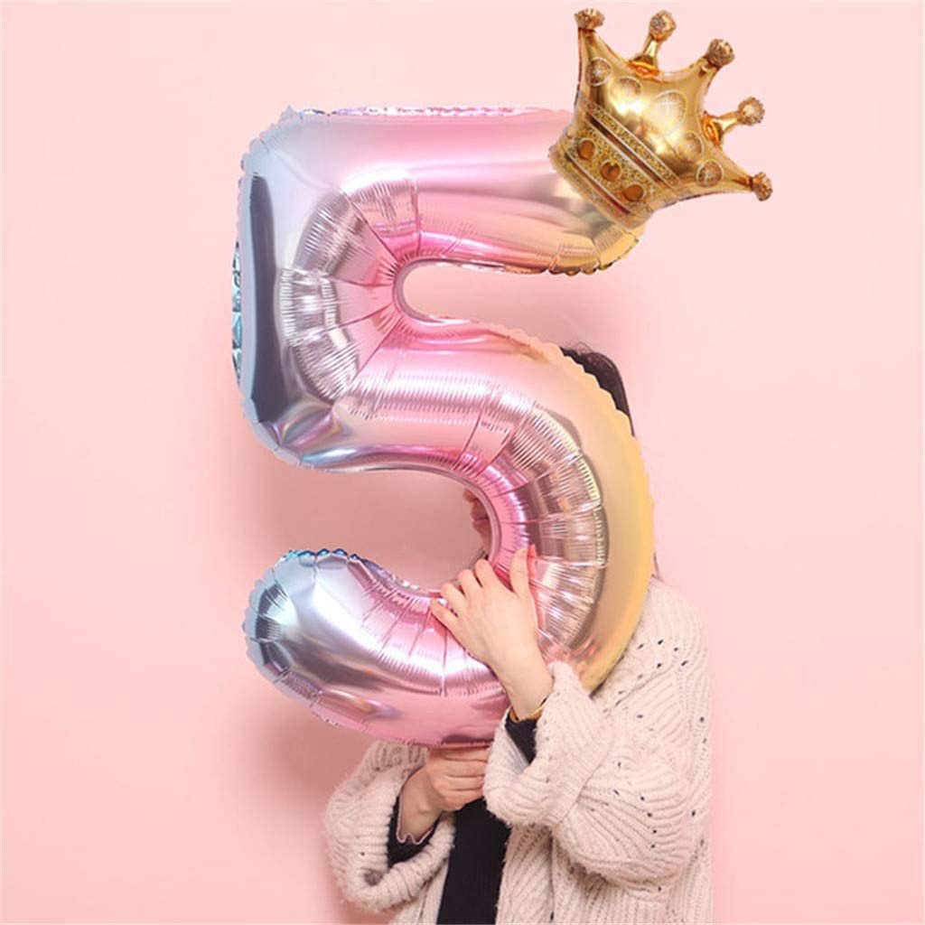 Rainbow Crown Number Balloon Main image