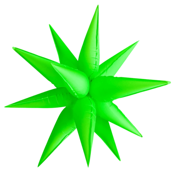 Green inflatable star-shaped balloon on a white background Main image