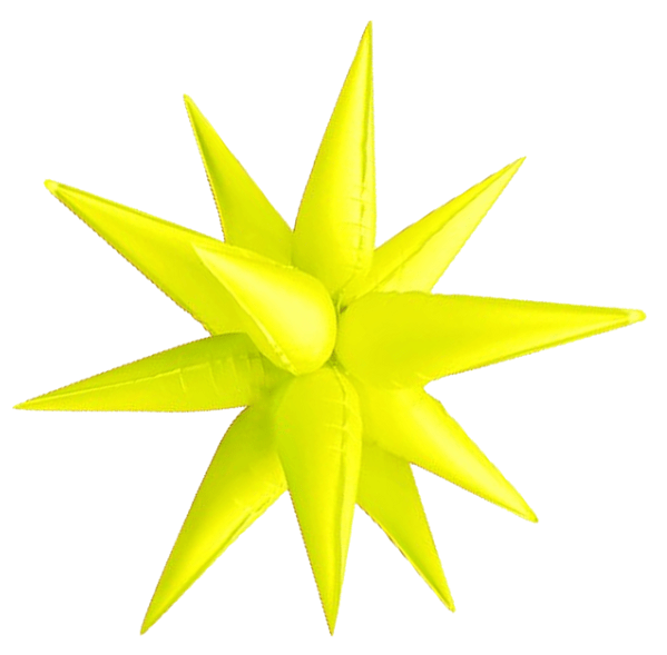 Yellow inflatable star-shaped object on a white background