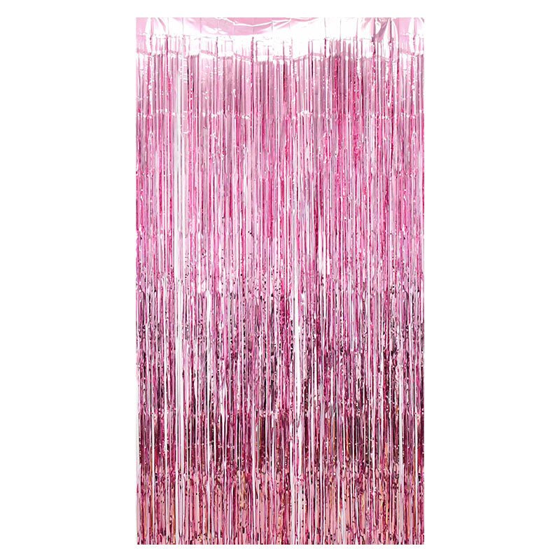 Pink Metallic Fringe Curtain – 6.5ft Backdrop Secondary image