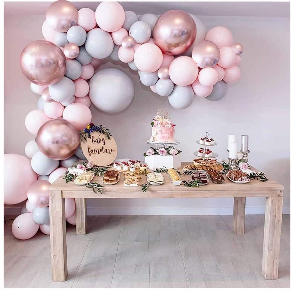 Pink, Gray & Rose Gold Balloon Garland Kit Secondary image
