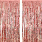 rose gold tinsel curtain on a white background