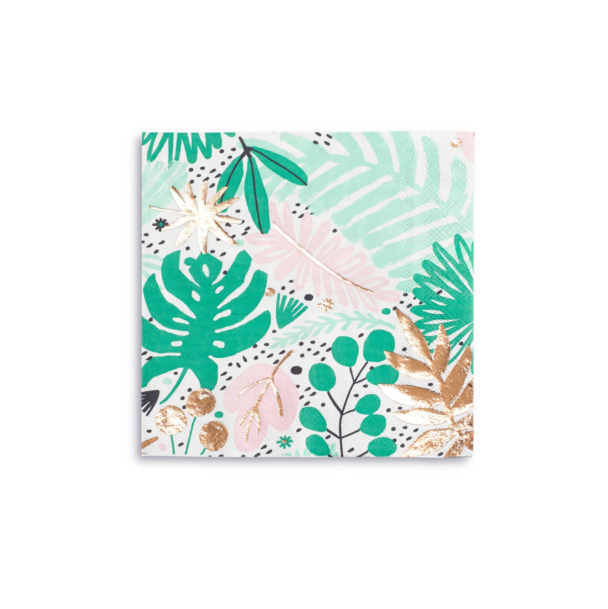 Paper Napkins with tropical palm leaf pattern on a white background Main image
